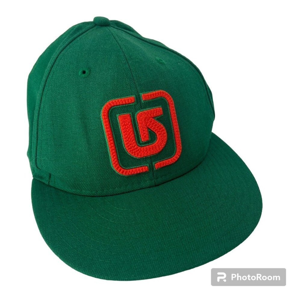 Burton New Era Fitted 7 1/4 Baseball Hat‎ Green Cap Orange Outdoors